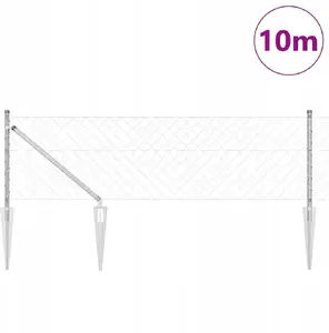 Забор из сетки-рабицы с 7 столбами 0,6 x 10 м VidaXL, оцинкованная сталь