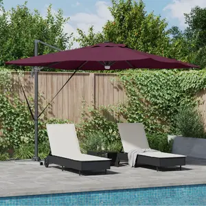 Навес-козырёк (cantilever) VidaXL Roma с LED, 286×285×270 см, алюминий, бордовый