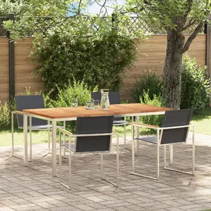 Āra ēdamistabas komplekts VidaXL 5 daļas ar masīvkoka tējas galdu 180×90×75 cm