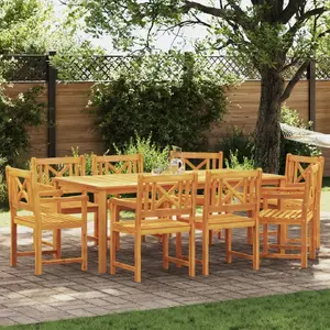 Стулья VidaXL комплект 8 шт. и комплект 2 шт. из массива акации 56x55.5x90 см / 56x56x90 см