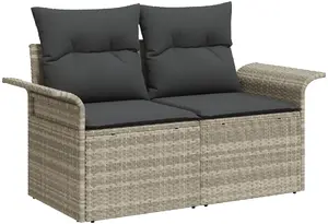 Набор садовой мебели VidaXL 11 предметов светло-серый полиротанг, 2-местный диван с ящиком и подушками