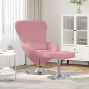 Krēsls ar pufiku VidaXL “Ola” rozā samts, apvilkts sēdeklis