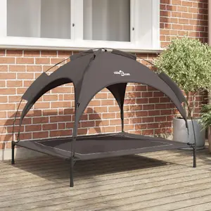 Elevated Dog Bed with Removable Canopy VidaXL XL Brown Steel — large raised outdoor/indoor pet cot