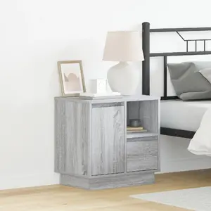 Тумбочка VidaXL Sonoma серый малая, 1 ящик и полка, древесный декор
