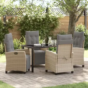 vidaXL 5-Piece Dining Set Beige Rattan