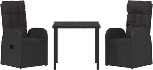 Outdoor dining set 2-piece with cushions VidaXL Polyrattan Black