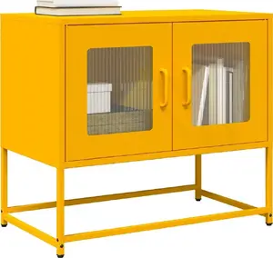 ТВ тумба VidaXL модель 853335 горчичного цвета, холоднокатаная сталь, 68x39x60,5 см
