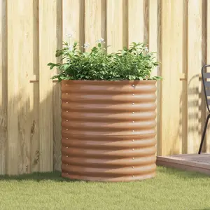 Raised Garden Bed VidaXL 80×80×81 cm Brown Wood-Look Steel