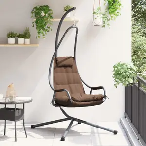 Hanging Swing with Stand and Cushion VidaXL model 42003854 — Coffee Steel finish