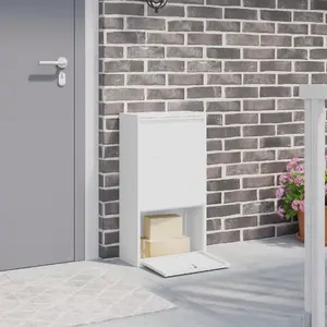 Parcel Box VidaXL 44×22×82 cm White Steel for Outdoor Package Delivery