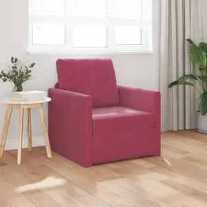 Диван-кровать 2-в-1 VidaXL модель 4106615 бордовый (wine) велюр 74×77×81 см
