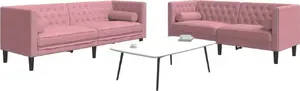VidaXL Chesterfield 2‑daļu mēbele ar spilveniem (bolster), rozā samts, modelis 3209294