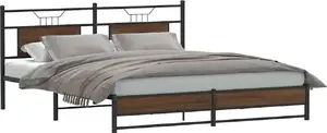 Каркас кровати VidaXL, модель 4107019, цвет коричневый дуб, для матраса 160x200 см