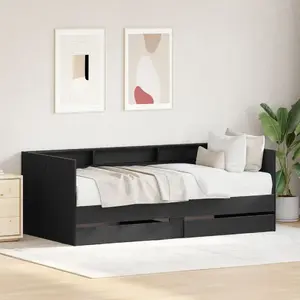 Дневная кровать с ящиками VidaXL 90x200 см Серый бетон Инженерная древесина