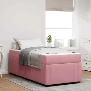Каркас кровати с матрасом VidaXL 3398326 розовый бархат 80 x 200 см