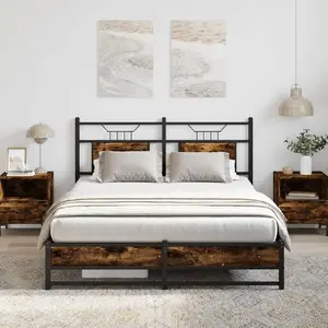 Каркас кровати VidaXL модель 4106907, цвет дымчатый дуб, для матраса 137×190 см