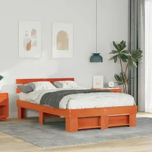 Каркас кровати VidaXL 140 x 190 см, вощеный коричневый, массив сосны