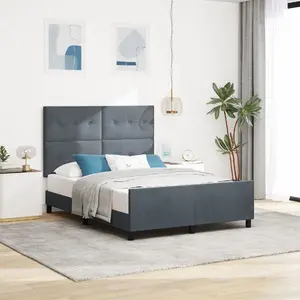 Каркас кровати VidaXL Aksamit 160x200 см, тёмно-серый, обивка бархатом, совместим с ламелями