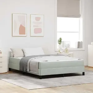 Кровать VidaXL континентальная с матрасом 140 x 190 см бархат светло-серая