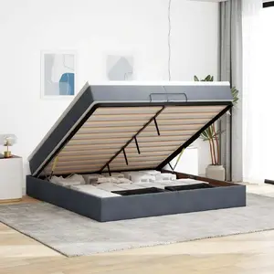 Каркас кровати с оттоманкой и матрасами VidaXL 200x200 см бархат серый