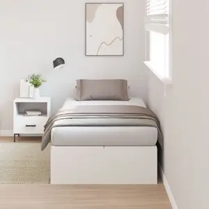 Кровать VidaXL с местом для хранения белая 80x200 см – односпальная с ящиком, деревянные ламели