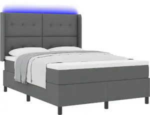Кровать Box Spring с матрасом и LED, VidaXL 160x200 см, ткань, серый