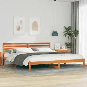 Gultas rāmis VidaXL modelis 872343 vaskots brūns priedes koks 200 x 220 cm