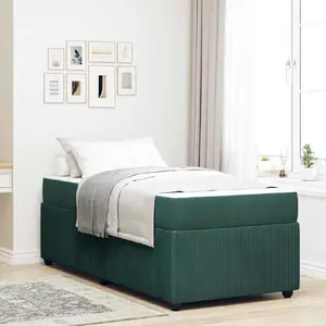 Каркас кровати с матрасом VidaXL модель 3398350, бархат тёмно-зелёный, 90 x 200 см