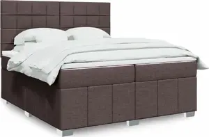 Кровать VidaXL континентальная с матрасом, обивка тканью, коричневая, 200x200 см