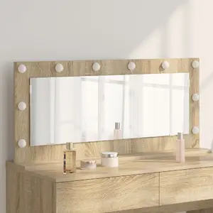 Spogulis vidaXL Kosmētikas spogulis Ozols Sonoma ar skaidu plāksni un stiklu 100 x 45 x 18 cm