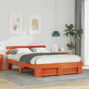 Каркас кровати VidaXL 160 x 200 см, сосна, восковая коричневая отделка
