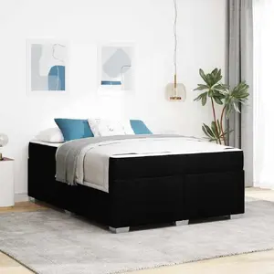 Каркас кровати VidaXL модель 3399189 ткань черный для матраса 140 x 200 см