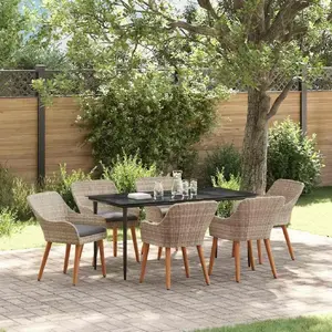 Dining set VidaXL 7-piece light gray and black, model 3261709