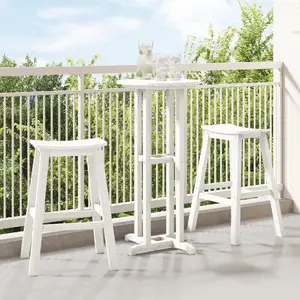 Bāra komplekts VidaXL 3 gab., balts HDPE — bāra galds 55×55×107 cm un 2 bāra krēsli