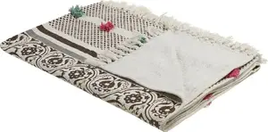 Blanket Beliani Chinsurah cotton 130 x 180 cm brown with beige