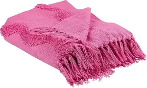 Cotton blanket Beliani KHARI 125 x 150 cm pink