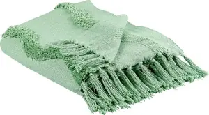 Cotton Throw Blanket Beliani KHARI 125 x 150 cm green