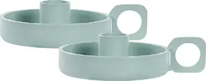 Set of 2 iron candle holders Beliani CHORIO green