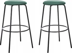 Bar stool set Beliani MORTON — 2-piece, emerald velvet upholstery, high stool for kitchen and bar