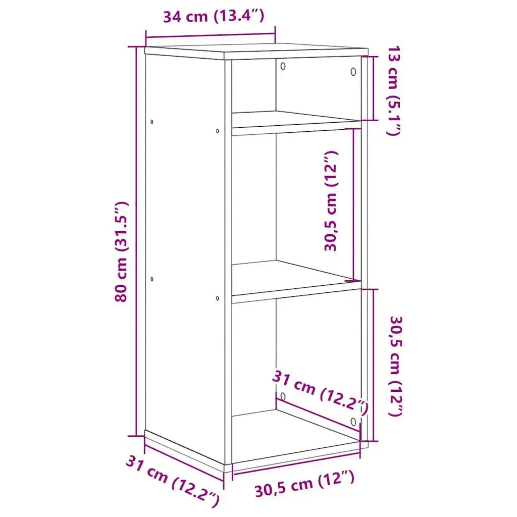 Bookcase VidaXL 860281 — wood, 340×310×800 mm Photo 9