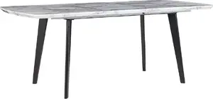 Обеденный стол Beliani MOSBY раскладной 160/200 x 90 см эффект мрамора с чёрной рамой