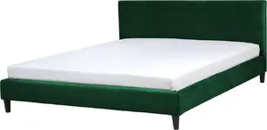 Велюровая кровать Beliani FITOU 180 x 200 см зеленая — каркас кровати с обитым изголовьем
