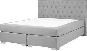 Upholstered Continental Bed Beliani DUCHESS 160 x 200 cm, grey