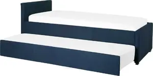 Тканевая выдвижная кровать Beliani MARMANDE 80 x 200 см синяя