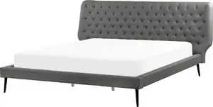 Кровать Beliani ESSONNE 180 x 200 см серого цвета — мягкая кровать, спальное место king-size