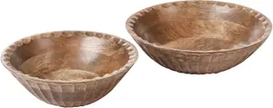 Decorative bowl set Beliani SOHAG — 2 mango wood bowls, brown