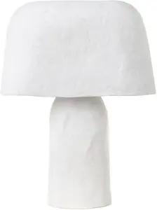Galda lampa Beliani CARRASCO Papier-mâché Balta – galda lampa, papīrmāšē abažūrs, balts