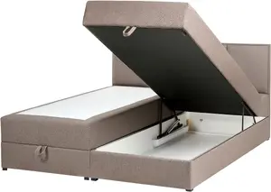 Континентальная кровать с коробом для хранения Beliani BARONET 160 x 200 см, бежево-серая