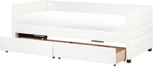 Дневная кровать с ящиками Beliani MARRAY 90 x 200 см, велюр, слоновая кость