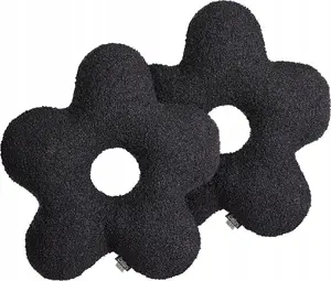 Decorative cushion set Beliani CAMPONULA 2-pack teddy fabric 40 x 40 cm black
